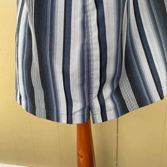 Batik Bay men L button up short sleeve stripe casual dress shirt black & tan - Picture 6 of 10